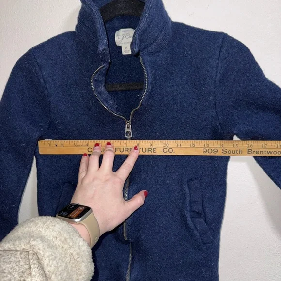 J.Crew Merino Wool Zip Jacket Navy Blue Small - Picture 5 of 9